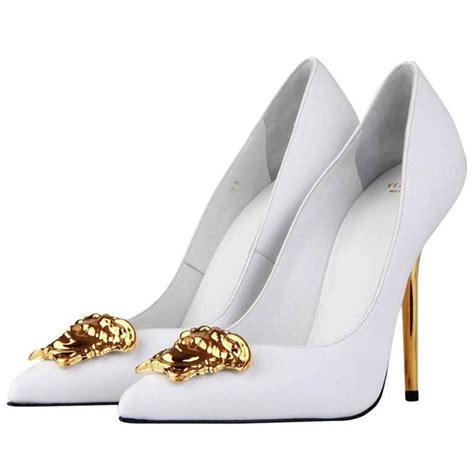 versace shoes white heels|Versace white platform heels.